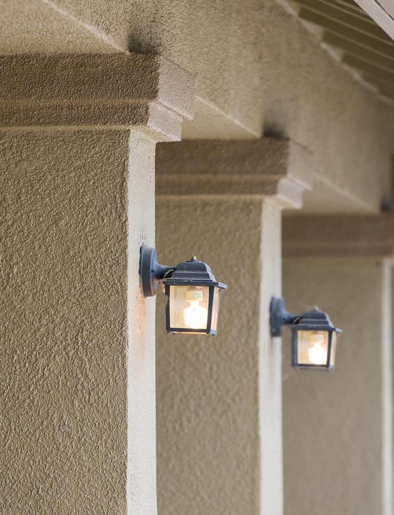 Lights outside Terracina Gold Apartment Complex